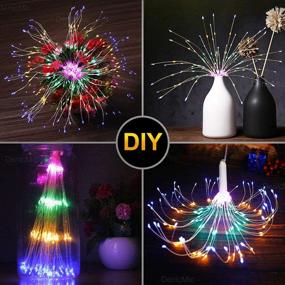 img 1 attached to DenicMic Firework Lights Starburst Lights 200 LED Copper Wire Battery Operated Hanging Sphere Lights with Remote - Illuminate Your Patio Party Wedding Christmas with 8 Modes Fairy Ceiling Decorations (2 Pack)