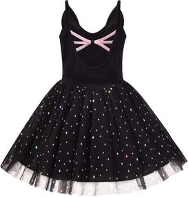 img 3 attached to 👗 Sunny Fashion Girls Dress: Cat Face Black Tower Ruffle Dancing Party Dress in Size 4-10