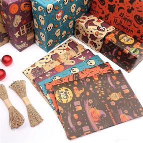 img 3 attached to Halloween Pattern Paper Set: MAMUNU 12 Sheets, 20×28In Kraft Favor Wrapping Paper with Sealing Sticker and Paper Rope, Ideal for Halloween Party Decoration, DIY Crafting, and Art Projects