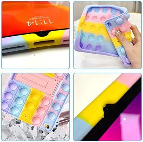 img 2 attached to 🌈 Fidget Toy Case for iPad Air 2019/Pro - Push Pop Case with Toy Keychain, Stand, and Lanyard - Rainbow Silicone Shockproof Cover