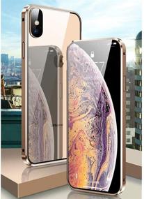 img 2 attached to Esteller Case For IPhone 12 Mini Magnetic Adsorption Cover 360° Full Body Protection Cover Front And Back Transparent Tempered Glass Metal Bumper - Golden