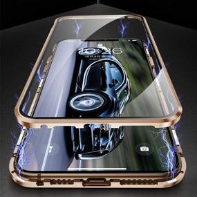 img 1 attached to Esteller Case For IPhone 12 Mini Magnetic Adsorption Cover 360° Full Body Protection Cover Front And Back Transparent Tempered Glass Metal Bumper - Golden