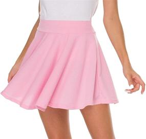 img 1 attached to GirlzWalk Girls Mini Flared Skater Skirt - Casual Stretch Waist, Plain Pleated Design for Kids