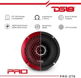 img 3 attached to 🔊 DS18 PRO-ZT6: Powerful 6.5-Inch Midrange Speaker with Bullet Tweeter, 450W Max, 225W RMS - Red Metal Grill Included