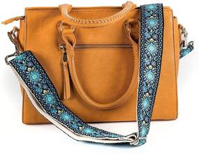 img 1 attached to Stylish Blue Vintage Handbag Strap & Purse Strap - Jacquard Woven Embroidered Guitar Shoulder & Crossbody Strap with Adjustable Length - Ideal Replacement for Tote and Messenger Bags, Featuring Gold Hardware