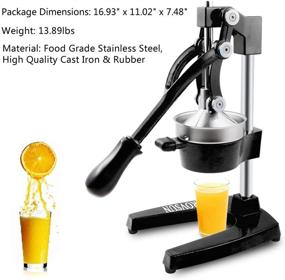 img 2 attached to ROVSUN Professional Citrus Juicer, Commercial Grade Manual Fruit Press Juicer for Orange Lemon Pomegranate Juice, Premium Quality Heavy Duty Hand Press Citrus Juicer Press and Lime Squeezer Stand - Black