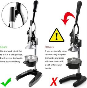 img 3 attached to ROVSUN Professional Citrus Juicer, Commercial Grade Manual Fruit Press Juicer for Orange Lemon Pomegranate Juice, Premium Quality Heavy Duty Hand Press Citrus Juicer Press and Lime Squeezer Stand - Black