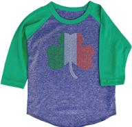 🍀 sorock st. patrick's day studded shamrock 3/4 sleeve raglan t-shirt for toddlers, youth, and kids logo