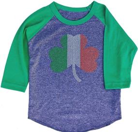 img 1 attached to 🍀 SoRock St. Patrick's Day Studded Shamrock 3/4 Sleeve Raglan T-Shirt for Toddlers, Youth, and Kids