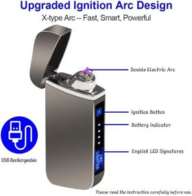 img 2 attached to 💨 Efficient Hefeiyu USB Electric Lighter: Dual Arc, Rechargeable & Windproof for Outdoor Adventures, with LED Battery Indicator