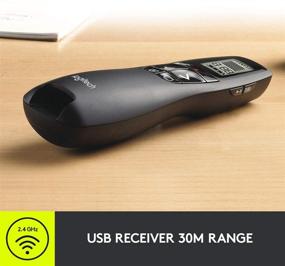 img 1 attached to 🖥️ Logitech R800 Professional Presenter: Wireless Remote with Green Laser Pointer and LCD Display, in sleek Black