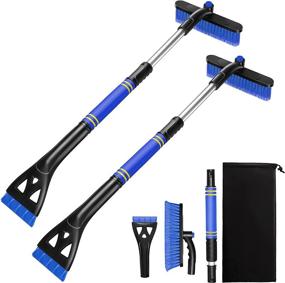 img 4 attached to ❄️ Viopic 2 Pack Extendable 32” Ice Scraper and Snow Brush: Ultimate Car Windshield Snow Removal Tool with Pivoting Brush Head and Ergonomic Foam Grip
