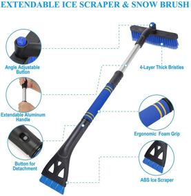 img 2 attached to ❄️ Viopic 2 Pack Extendable 32” Ice Scraper and Snow Brush: Ultimate Car Windshield Snow Removal Tool with Pivoting Brush Head and Ergonomic Foam Grip