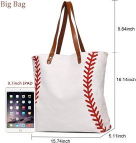 img 2 attached to 👜 Stylish and Spacious Baseball Tote Bag: Perfect for Sporty Women on the Go!