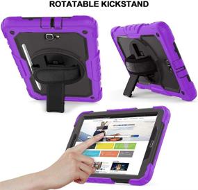 img 1 attached to 📱 CLARKCAS Samsung Galaxy Tab A 10.1 Case 2016 SM-T580/T585 with Screen Protector - Kid-Friendly Shockproof Rugged Cover with Pencil Holder in Purple