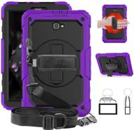 📱 clarkcas samsung galaxy tab a 10.1 case 2016 sm-t580/t585 with screen protector - kid-friendly shockproof rugged cover with pencil holder in purple logo