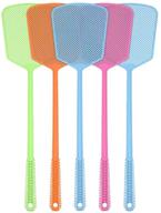 🪰 multi pack fly swatters: 5 strong plastic fly swat set with long flexible handle - manual assorted colors - heavy duty fly swatter bundle logo
