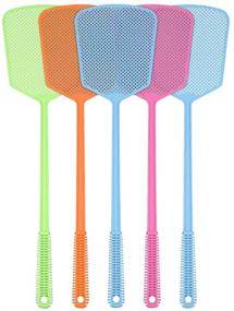 img 4 attached to 🪰 Multi Pack Fly Swatters: 5 Strong Plastic Fly Swat Set with Long Flexible Handle - Manual Assorted Colors - Heavy Duty Fly Swatter Bundle