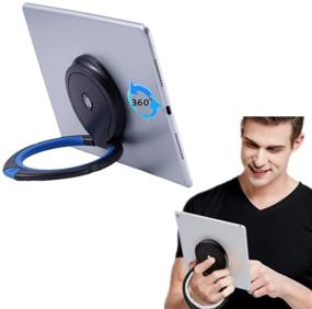 img 4 attached to 📱 FOHYLOY Tablet Stand & Holder: Adjustable Hand Holder with 360 Degree Handle Grip - Compatible with iPad Pro 9.7/10.5, Air Mini, Surface Pro, Samsung, Huawei Tablets - Bule/Black