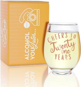 img 4 attached to 🍷 Stemless Wine Glass for Women Turning 21 - Celebrate 21st Birthday with a Cheers - Stylish Rose Gold Print - Perfect Gift for Friends, Sisters - 17 oz Capacity