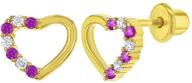 💎 gold plated heart shaped cz safety screw back earrings for toddlers and little girls - unique and sweet girls' cz heart stud earrings - heart jewelry collection logo