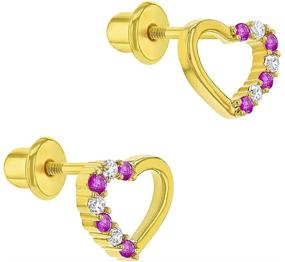 img 3 attached to 💎 Gold Plated Heart Shaped CZ Safety Screw Back Earrings for Toddlers and Little Girls - Unique and Sweet Girls' CZ Heart Stud Earrings - Heart Jewelry Collection