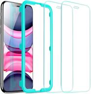 esr защитное стекло для iphone 11, xr [2 шт.] с установочной рамкой, совместимое с чехлом, премиум закаленное стекло для iphone 6.1 дюйма (2019) логотип