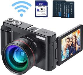 img 4 attached to 📷 WiFi Vlogging Camera HD 1080P 24MP Video Camcorder for YouTube with Flip Screen, Wide Angle Lens, 16X Zoom, 2 Batteries, 32GB SD Card