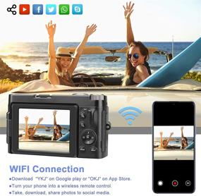 img 2 attached to 📷 WiFi Vlogging Camera HD 1080P 24MP Video Camcorder for YouTube with Flip Screen, Wide Angle Lens, 16X Zoom, 2 Batteries, 32GB SD Card