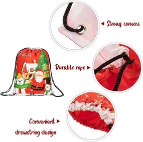 img 1 attached to 🎁 Whaline Bags Christmas Drawstring Bags: Festive Treat Wrapping Reusable Backpacks for Xmas Tree, Reindeer, Santa, Snowman - Ideal for Birthday & Party Favors (5 Pack, 12.8" x 16.3")