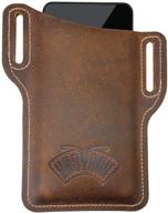 📱 effortless utility: easyant leather cell phone holster men universal case waist bag sheath - belt loop brown logo