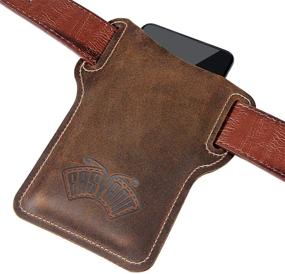 img 2 attached to 📱 Effortless Utility: EASYANT Leather Cell Phone Holster Men Universal Case Waist Bag Sheath - Belt Loop Brown