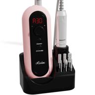 💅 kredioo rechargeable electric nail drill machine - 30000 rpm, portable nail drill for acrylic nails with sanding bands and 6pcs nail drill bits - ideal for salon and home use (pink) logo