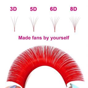 img 3 attached to Luscious Red Easy Fan Volume Lashes: D Curl 15-20mm | Colorful Self Fanning Eyelash Extensions in Mixed Tray 0.07mm