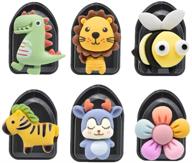 🚗 multi-functional car hook hanger with cute animals - dashboard stick-on, ring holder mount for multi storage, wall hanging hooks, key holder, earphone cable winder - 6 pack logo