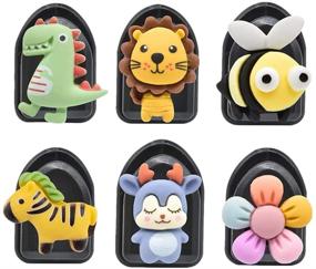 img 4 attached to 🚗 Multi-Functional Car Hook Hanger with Cute Animals - dashboard Stick-on, Ring Holder Mount for Multi Storage, Wall Hanging Hooks, Key Holder, Earphone Cable Winder - 6 Pack