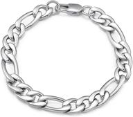 three keys jewelry 6mm 10mm figaro chain: sleek stainless steel bracelet for men and women, perfect gifts in silver logo