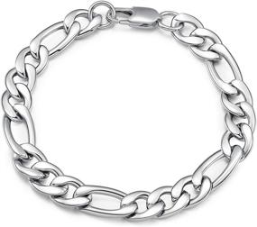 img 4 attached to THREE KEYS JEWELRY 6mm 10mm Figaro Chain: Sleek Stainless Steel Bracelet for Men and Women, Perfect Gifts in Silver