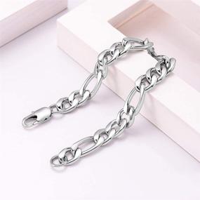 img 2 attached to THREE KEYS JEWELRY 6mm 10mm Figaro Chain: Sleek Stainless Steel Bracelet for Men and Women, Perfect Gifts in Silver