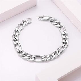 img 1 attached to THREE KEYS JEWELRY 6mm 10mm Figaro Chain: Sleek Stainless Steel Bracelet for Men and Women, Perfect Gifts in Silver