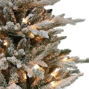 img 3 attached to 🎄 Puleo International 4.5ft Pre-Lit Potted Flocked Arctic Fir Christmas Tree- 70 Clear Lights