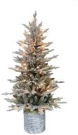 🎄 puleo international 4.5ft pre-lit potted flocked arctic fir christmas tree- 70 clear lights logo