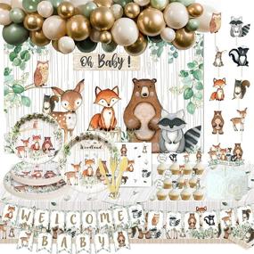 img 4 attached to 🦊 Набор для вечеринки Baby Shower в стиле Лесной детеныш от Heeton: Воздушный шар с лисичкой, Лозунг «О, малыш! Ласковый лес приветствует тебя», Гирлянда с оленятами-друзьями и многое другое!