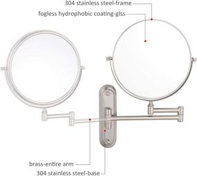 img 2 attached to GuRun 8-Inch Two-Sided Swivel Wall Mount Makeup Mirror: Enhance 💄 Your Beauty Routine with 10x Magnification and a Stylish Brushed Nickel Finish!