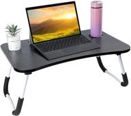 📚 convenient portable foldable laptop table with cup holder - ideal for breakfast, reading, and watching movies on bed/sofa/floor logo