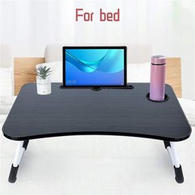 img 1 attached to 📚 Convenient Portable Foldable Laptop Table with Cup Holder - Ideal for Breakfast, Reading, and Watching Movies on Bed/Sofa/Floor