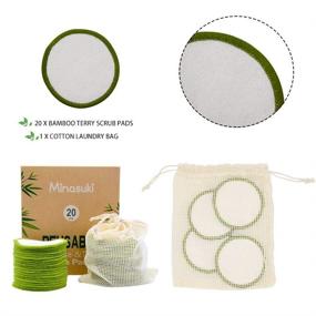 img 3 attached to 🌿 Minasuki Set of 20 Organic Reusable Makeup Remover Pads - Bamboo Reusable Cotton Rounds for Toner, Washable Eco-Friendly Pads for all Skin Types Including Cotton Laundry Bag