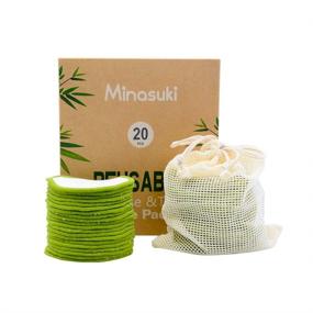 img 4 attached to 🌿 Minasuki Set of 20 Organic Reusable Makeup Remover Pads - Bamboo Reusable Cotton Rounds for Toner, Washable Eco-Friendly Pads for all Skin Types Including Cotton Laundry Bag