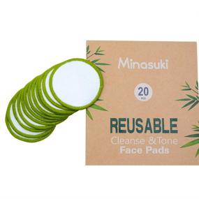 img 2 attached to 🌿 Minasuki Set of 20 Organic Reusable Makeup Remover Pads - Bamboo Reusable Cotton Rounds for Toner, Washable Eco-Friendly Pads for all Skin Types Including Cotton Laundry Bag