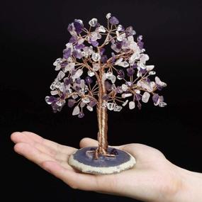 img 2 attached to 🌳 CrystalTears Natural Healing 7 Chakra Crystal Money Tree Sculpture Figurines with Agate Slice Geode Base - Tumbled Gemstone Tree Ornament for Home Decoration, Healing, and Gifting - Size 5.5"-6.3